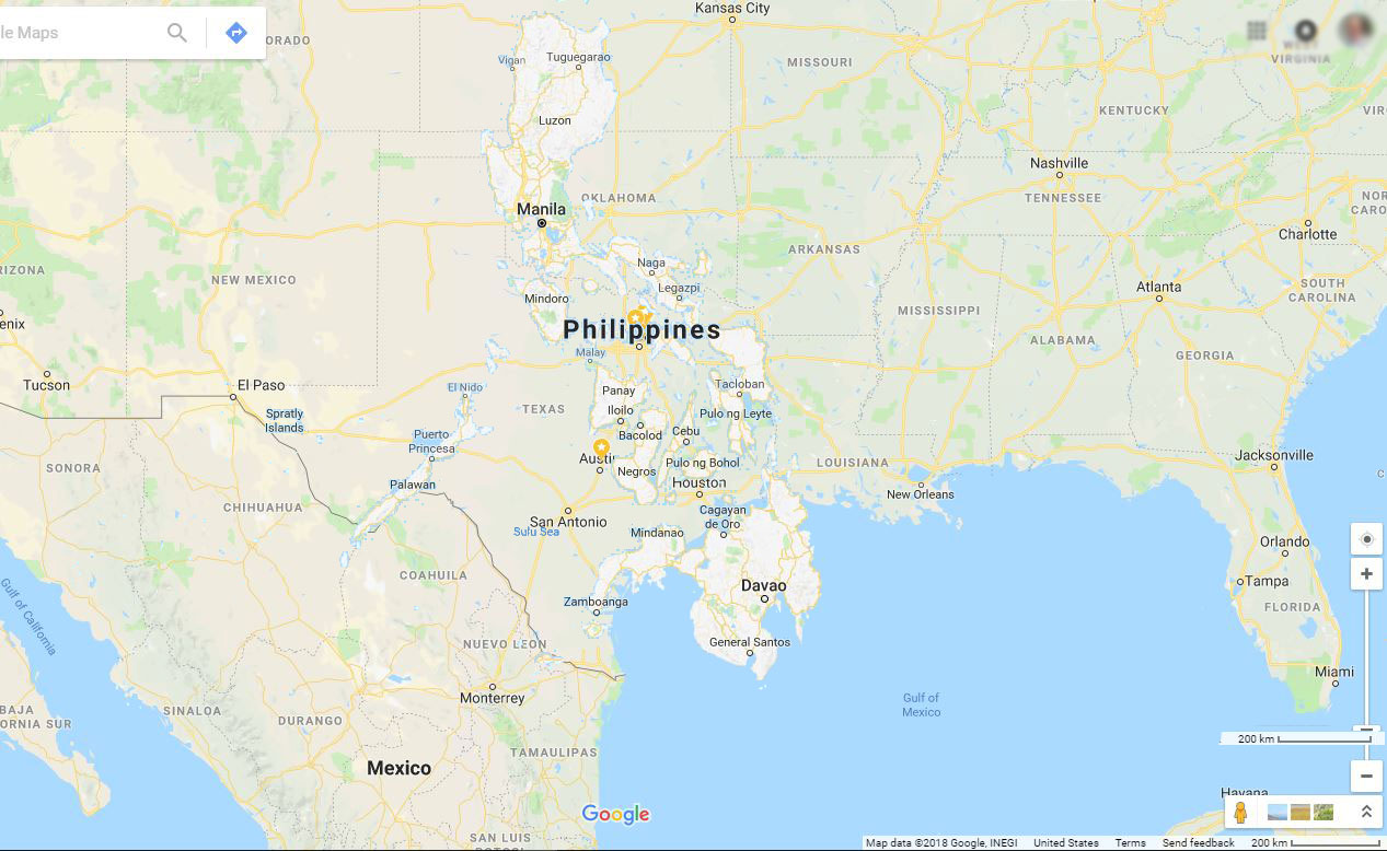 map compare philippines and texas